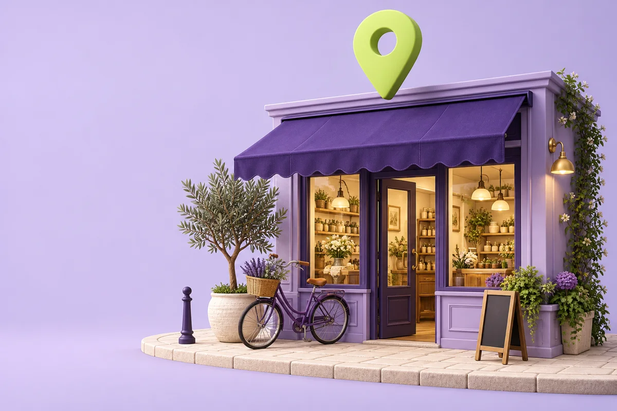 Illustration d&rsquo;un commerce de quartier et de son rep&egrave;re de localisation